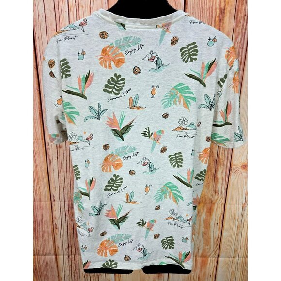 Lost In Paradise Free Planet Tropical Print T-Shirt Large - Picture 2 of 7